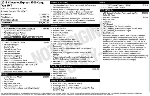 Used 2018 Chevrolet Express 3500 Extended w/ Driver Convenience Package RWD image 29