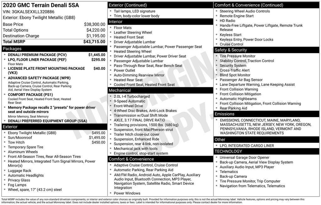 Used 2020 GMC Terrain Denali w/ Denali Premium Package image 35