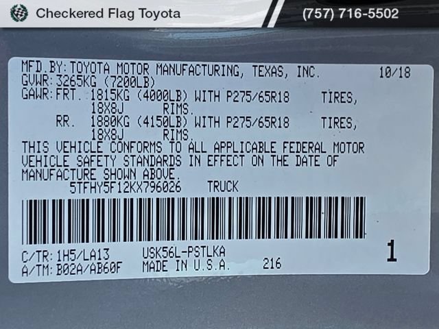 Used 2019 Toyota Tundra Limited w/ Limited Premium Package AWD/4WD image 27