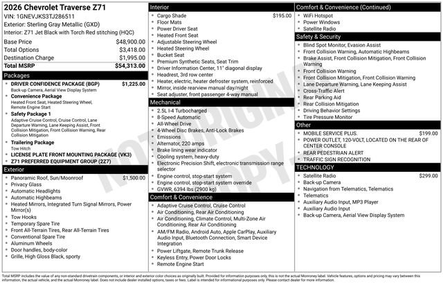 New 2026 Chevrolet Traverse Z71 w/ Driver Confidence Package image 26
