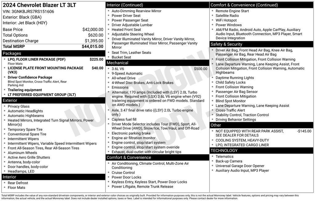 Used 2024 Chevrolet Blazer LT w/ LPO, Floor Liner Package image 32