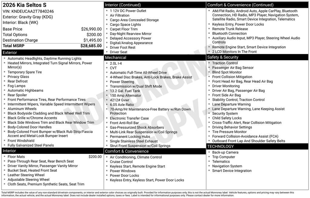 New 2026 Kia Seltos S image 4