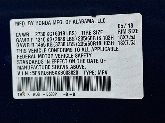Certified 2019 Honda Odyssey EX image 34