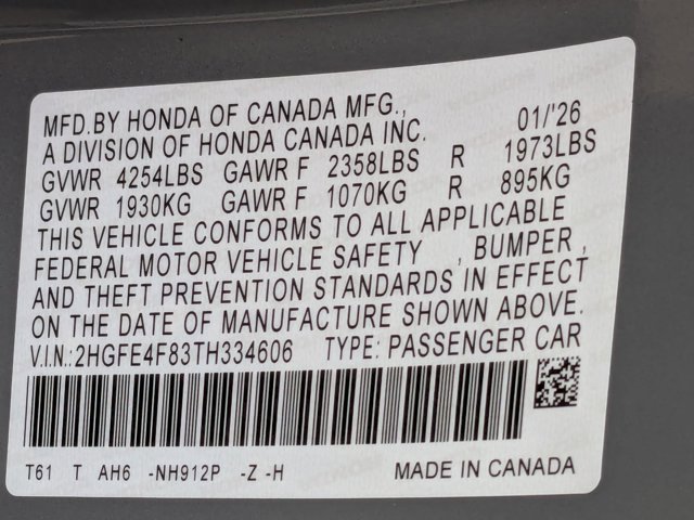 New 2026 Honda Civic FWD Hybrid Sedan image 16