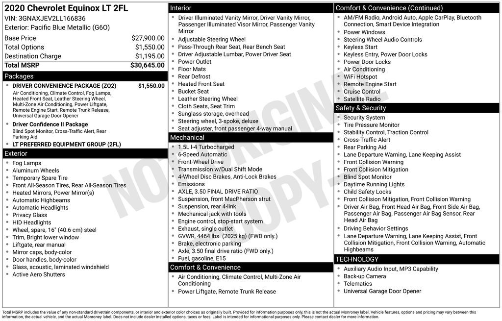 Used 2020 Chevrolet Equinox LT w/ Driver Convenience Package FWD image 11