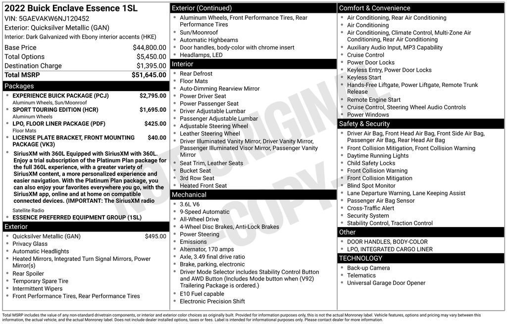 Certified 2022 Buick Enclave Essence w/ Experience Buick Package AWD/4WD image 40