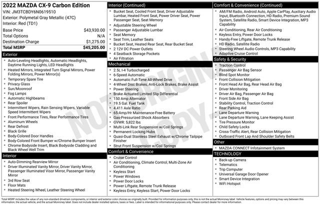Used 2022 MAZDA CX-9 Carbon Edition image 12