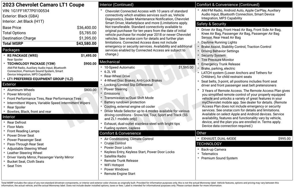 Used 2023 Chevrolet Camaro LT w/ RS Package RWD image 2
