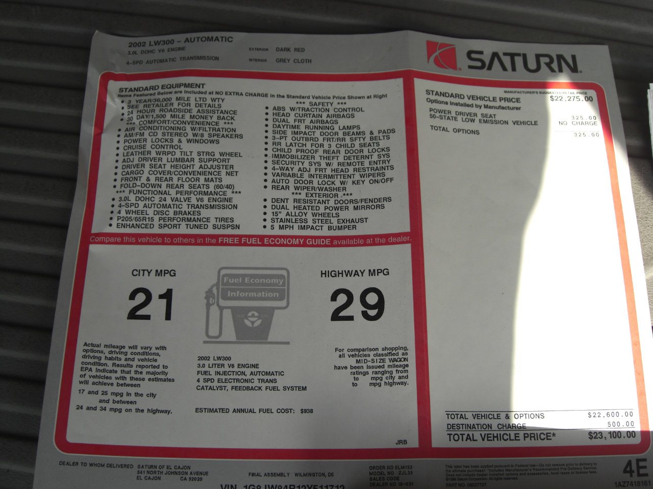 Used 2002 Saturn L-Series LW300 image 14