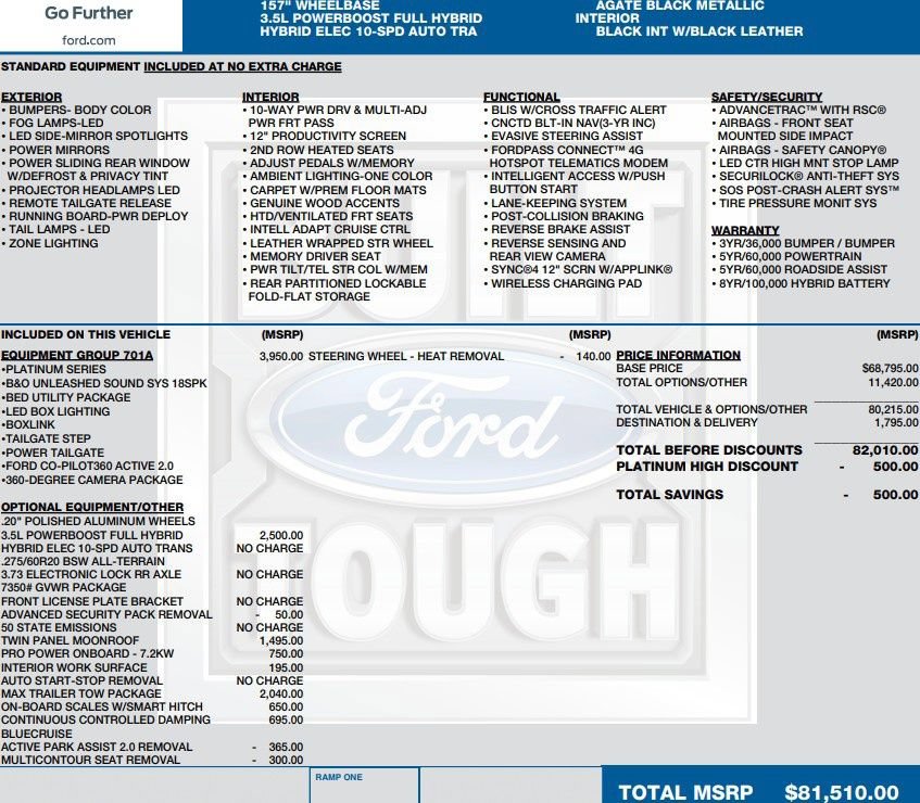 Used 2023 Ford F150 Platinum w/ Equipment Group 701A High AWD/4WD image 2