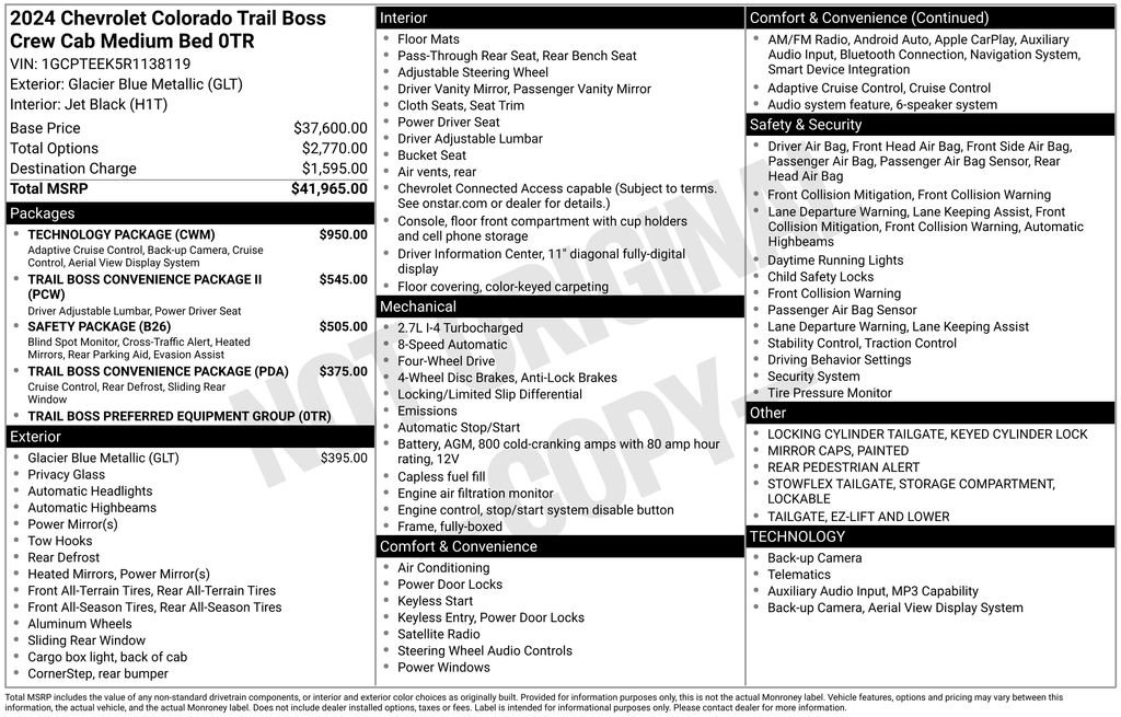 Used 2024 Chevrolet Colorado Trail Boss w/ Technology Package AWD/4WD image 25