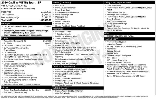 Certified 2026 Cadillac Vistiq Premium Luxury w/ LPO, Floor Liner Package AWD/4WD image 35