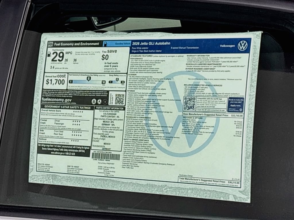 New 2026 Volkswagen Jetta GLI Autobahn FWD image 24