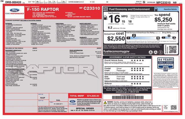 Certified 2021 Ford F150 Raptor w/ Equipment Group 801A High AWD/4WD image 41