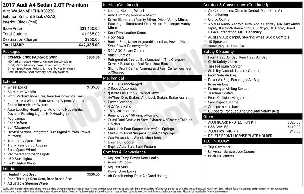 Used 2017 Audi A4 2.0T Premium w/ Convenience Package image 2