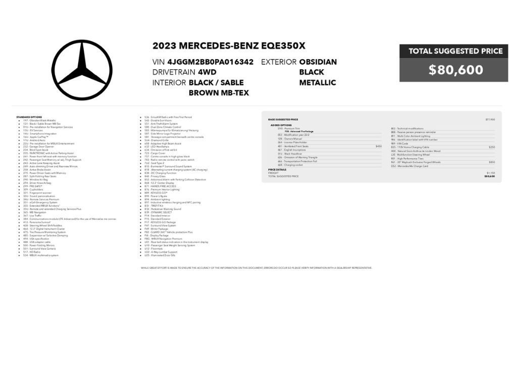 Used 2023 Mercedes-Benz EQE 350+ SUV image 2