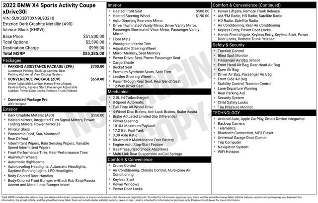 Used 2022 BMW X4 xDrive30i w/ Parking Assistance Package AWD/4WD image 4