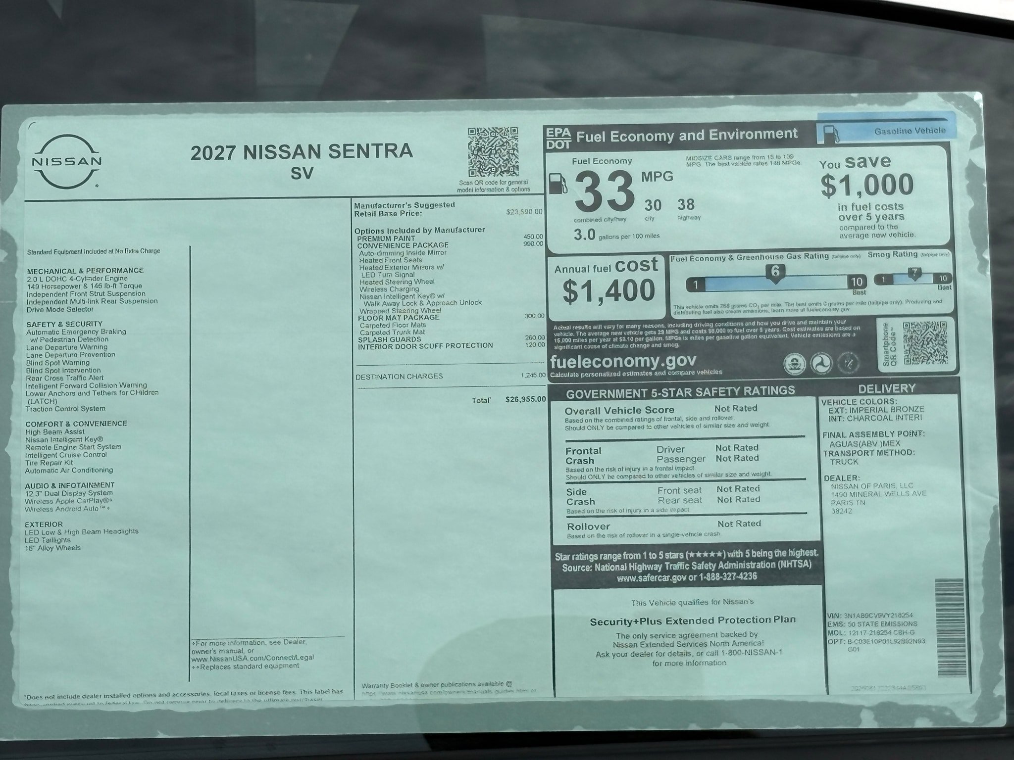 New 2027 Nissan Sentra SV w/ SV Convenience Package FWD image 31