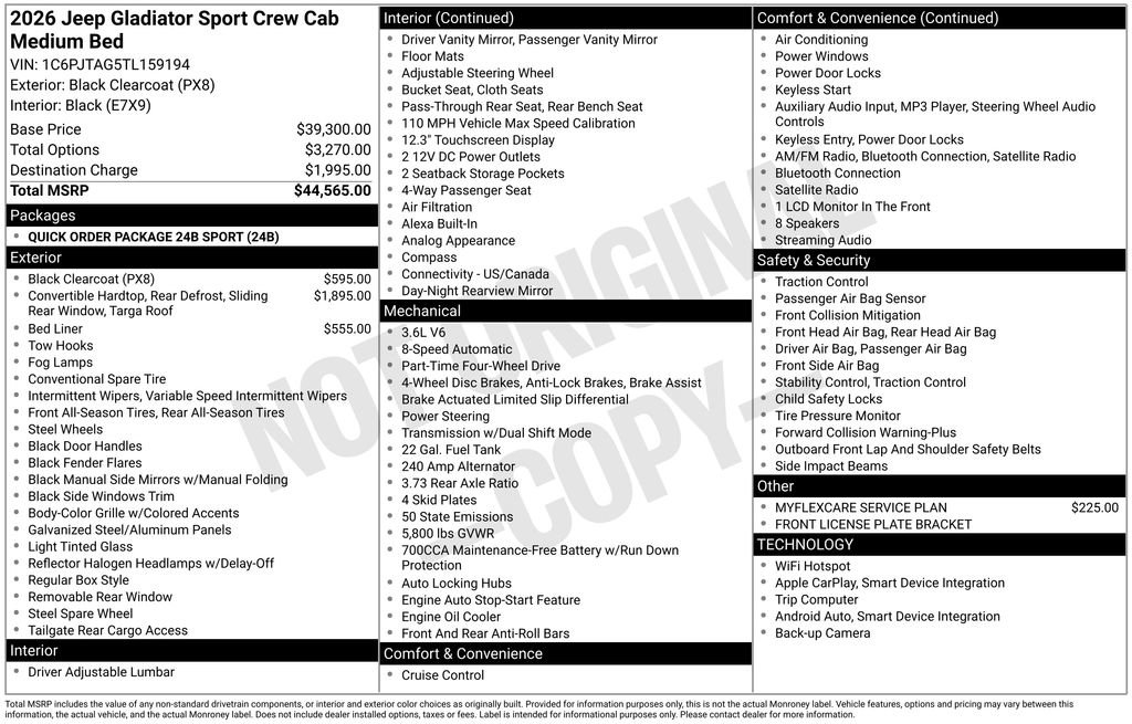 New 2026 Jeep Gladiator Sport AWD/4WD image 5