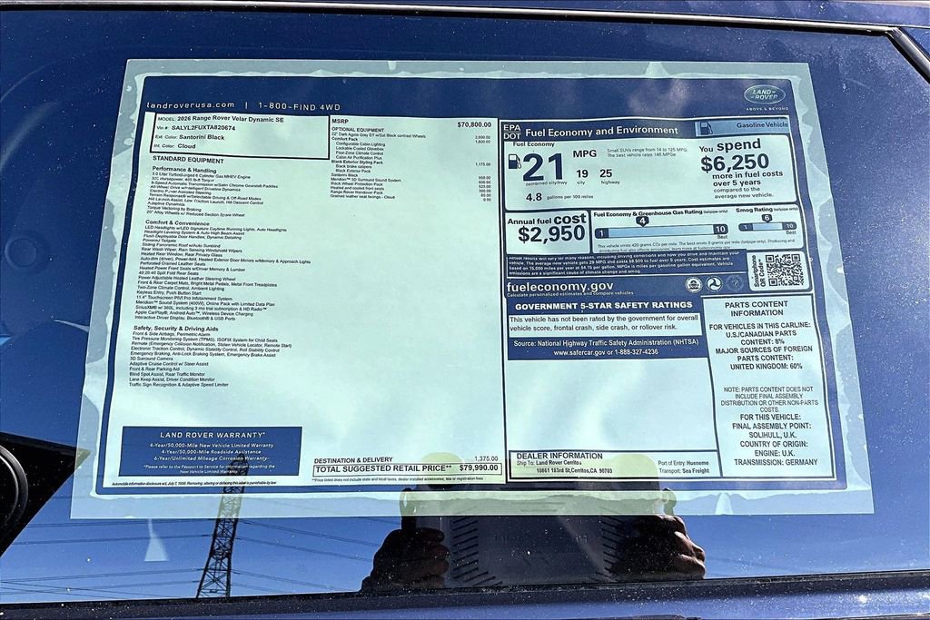 New 2026 Land Rover Range Rover Velar Dynamic SE image 14
