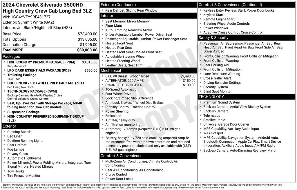 Used 2024 Chevrolet Silverado 3500 High Country w/ High Country Premium Package AWD/4WD image 3