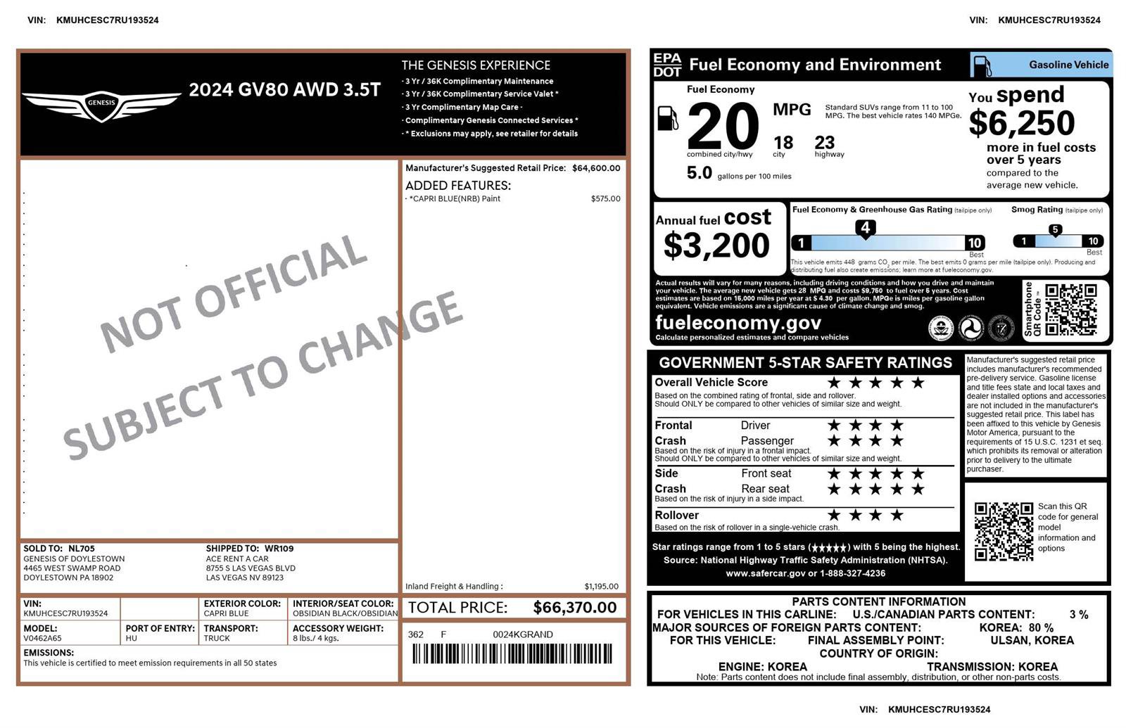 Used 2024 Genesis GV80 3.5T image 5