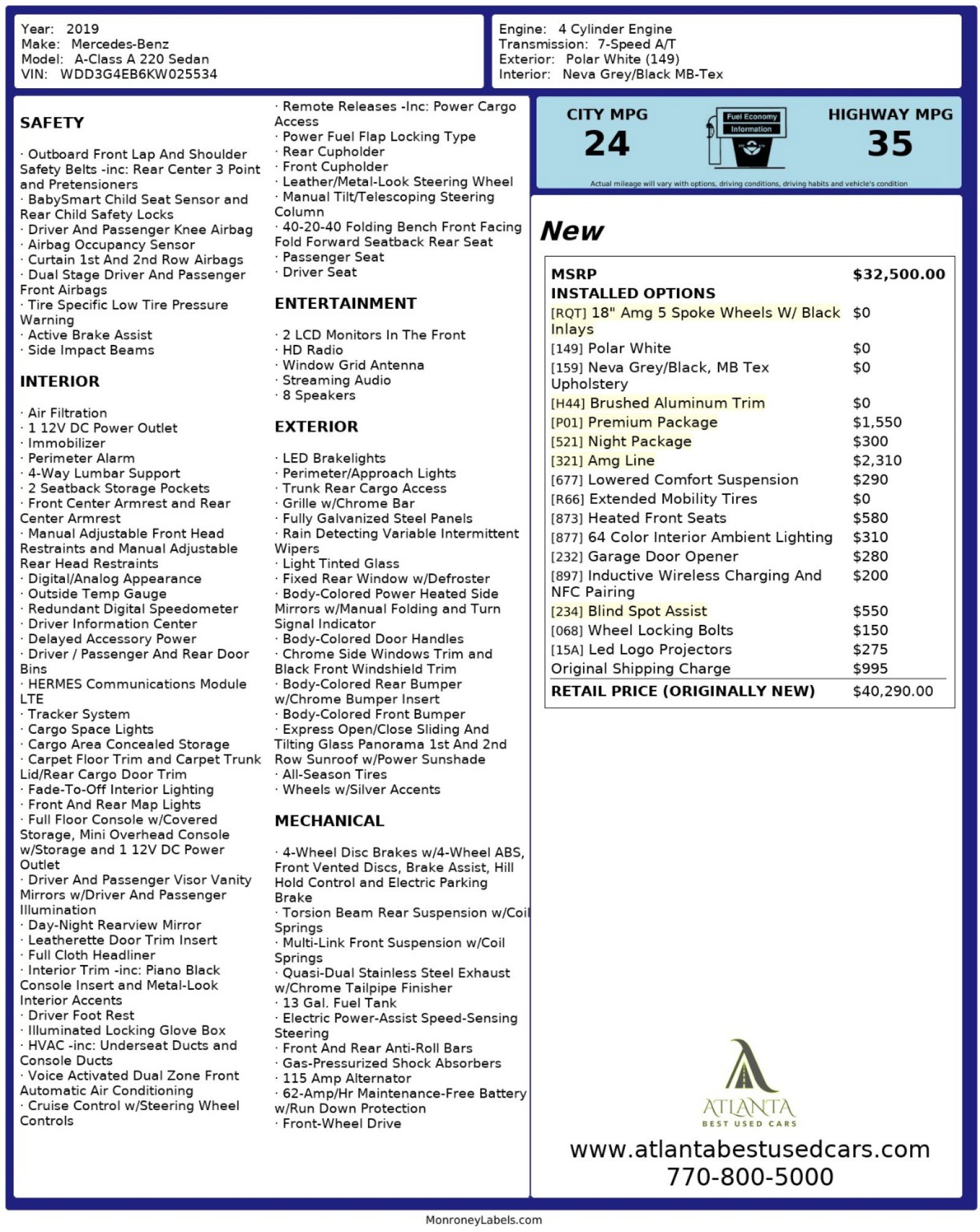 Used 2019 Mercedes-Benz A 220 A 220 w/ AMG Line image 57