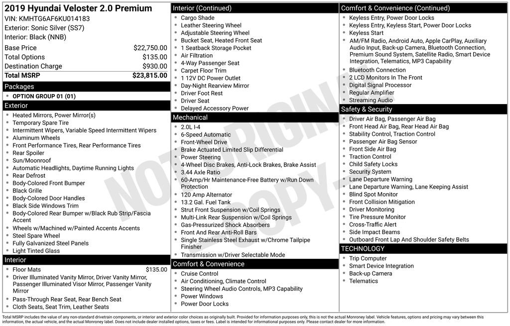 Used 2019 Hyundai Veloster 2.0 Premium image 15