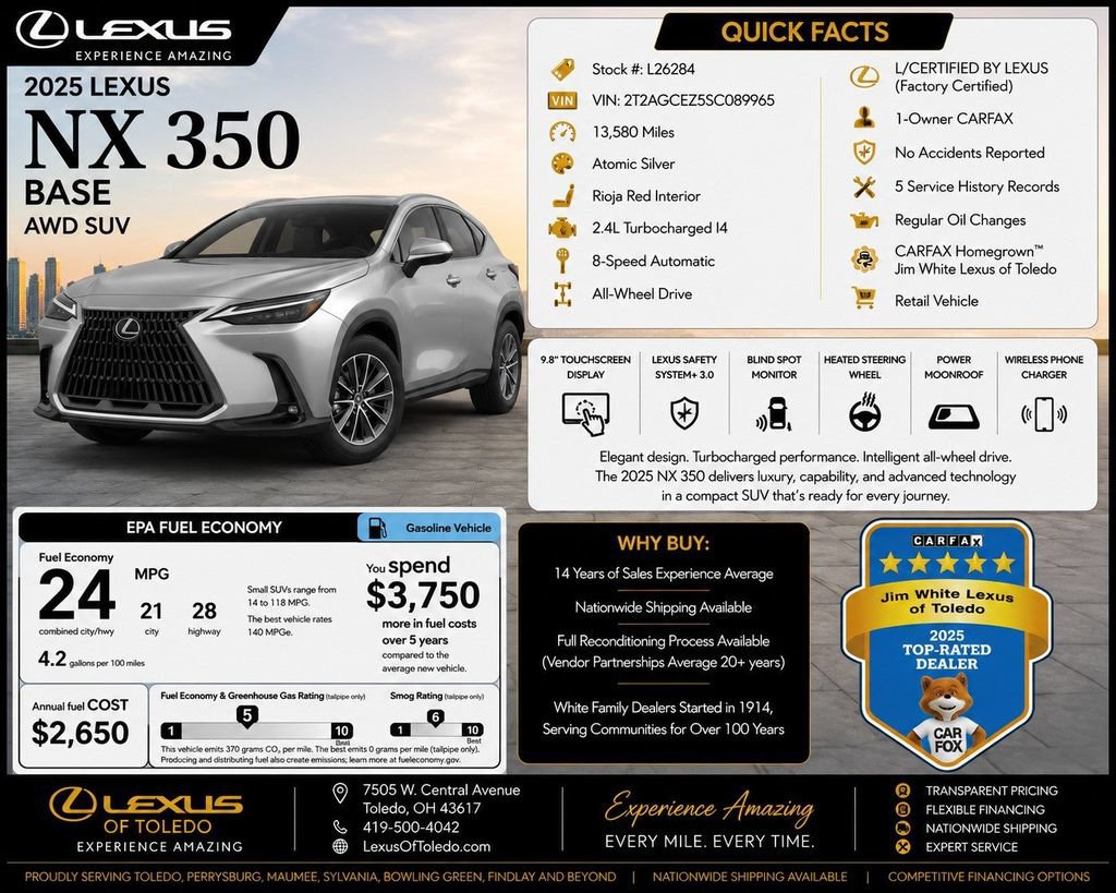 Certified 2025 Lexus NX 350 AWD w/ Accessory Package (2T) image 2
