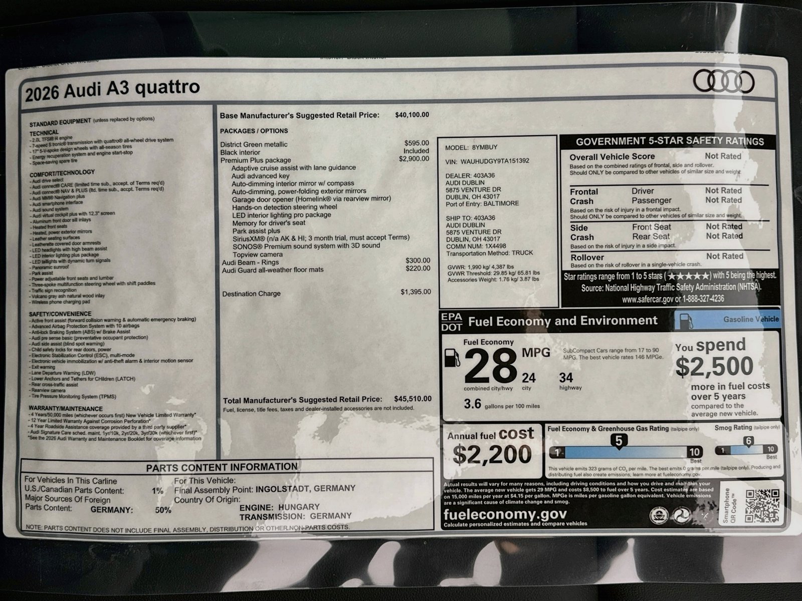 New 2026 Audi A3 2.0T Premium Plus AWD/4WD image 46