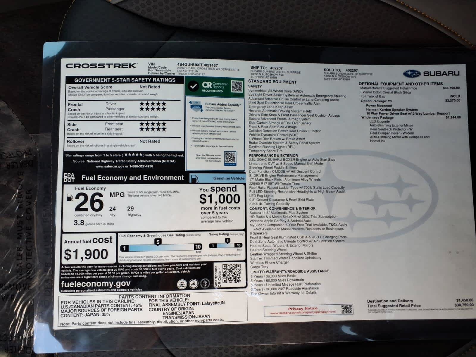 New 2026 Subaru Crosstrek 2.5i Wilderness AWD/4WD image 41