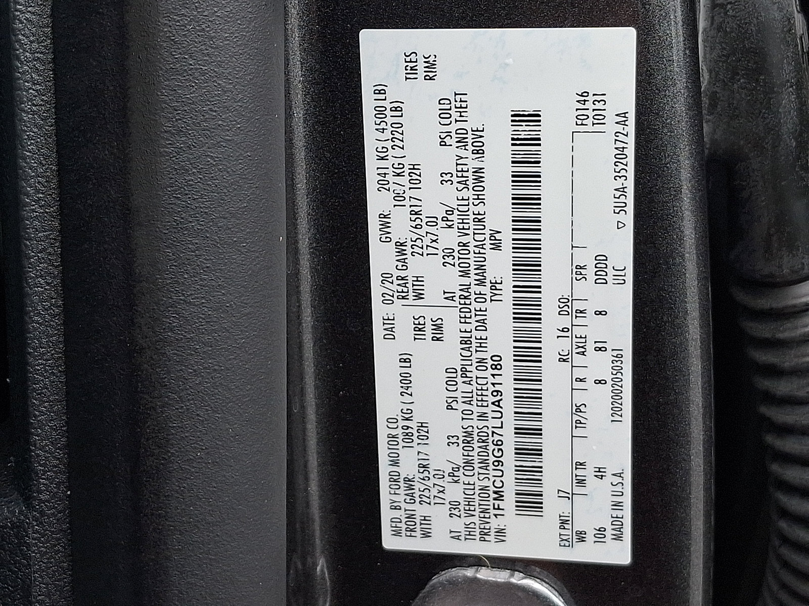 Certified 2020 Ford Escape SE AWD/4WD image 27
