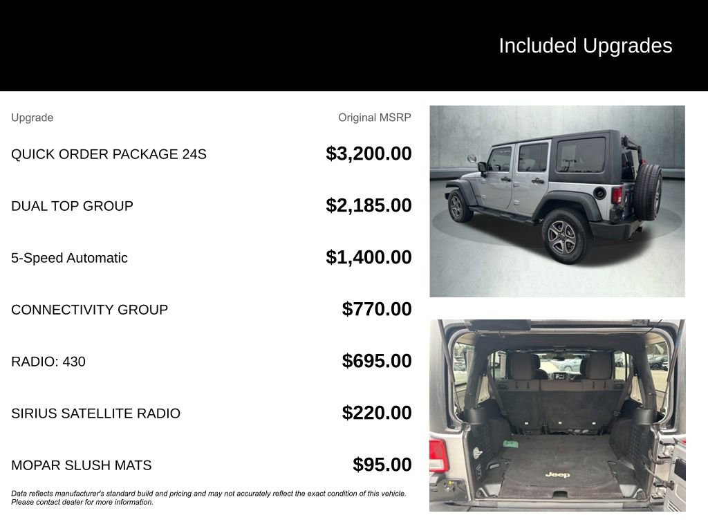 Used 2017 Jeep Wrangler Unlimited Sport w/ Quick Order Package 24S image 4