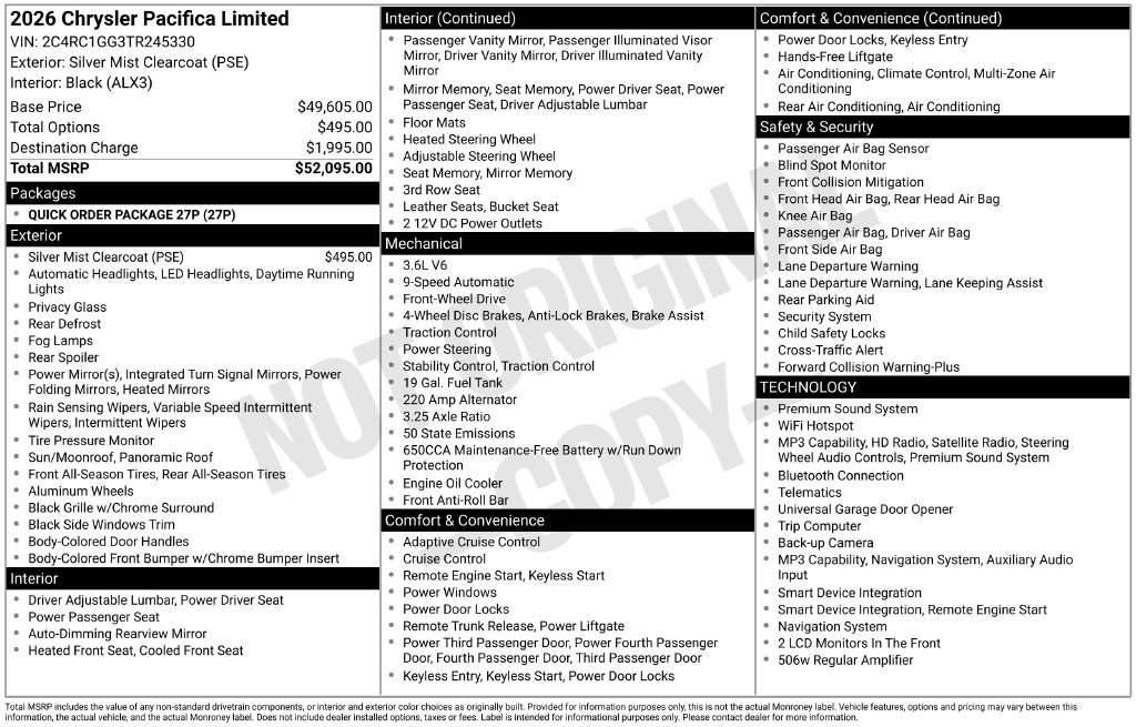 Used 2026 Chrysler Pacifica Limited FWD image 5
