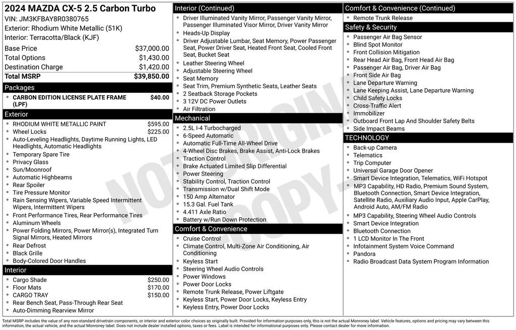 Certified 2024 MAZDA CX-5 Carbon Edition AWD/4WD image 10