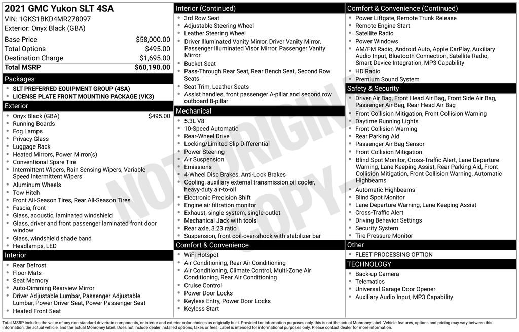 Used 2021 GMC Yukon SLT RWD image 35