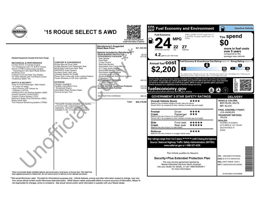 Used 2015 Nissan Rogue S w/ Convenience Package image 18
