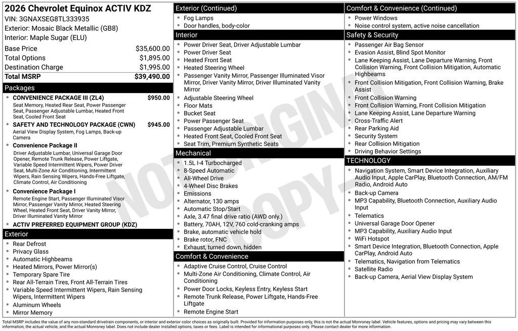 Used 2026 Chevrolet Equinox ACTIV w/ Convenience Package III AWD/4WD image 85