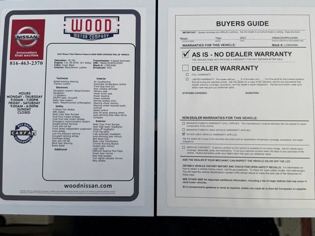 Used 2023 Nissan Titan Platinum Reserve w/ Off Road Protection Package image 10