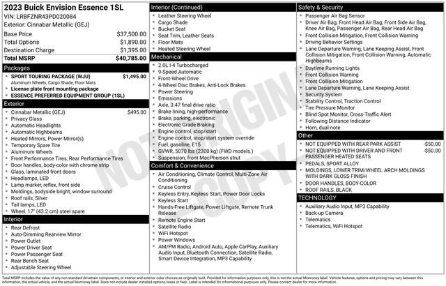 Used 2023 Buick Envision Essence w/ Sport Touring Package FWD image 65