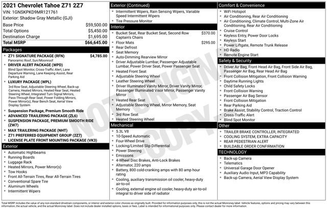 Certified 2021 Chevrolet Tahoe Z71 w/ Z71 Signature Package image 5