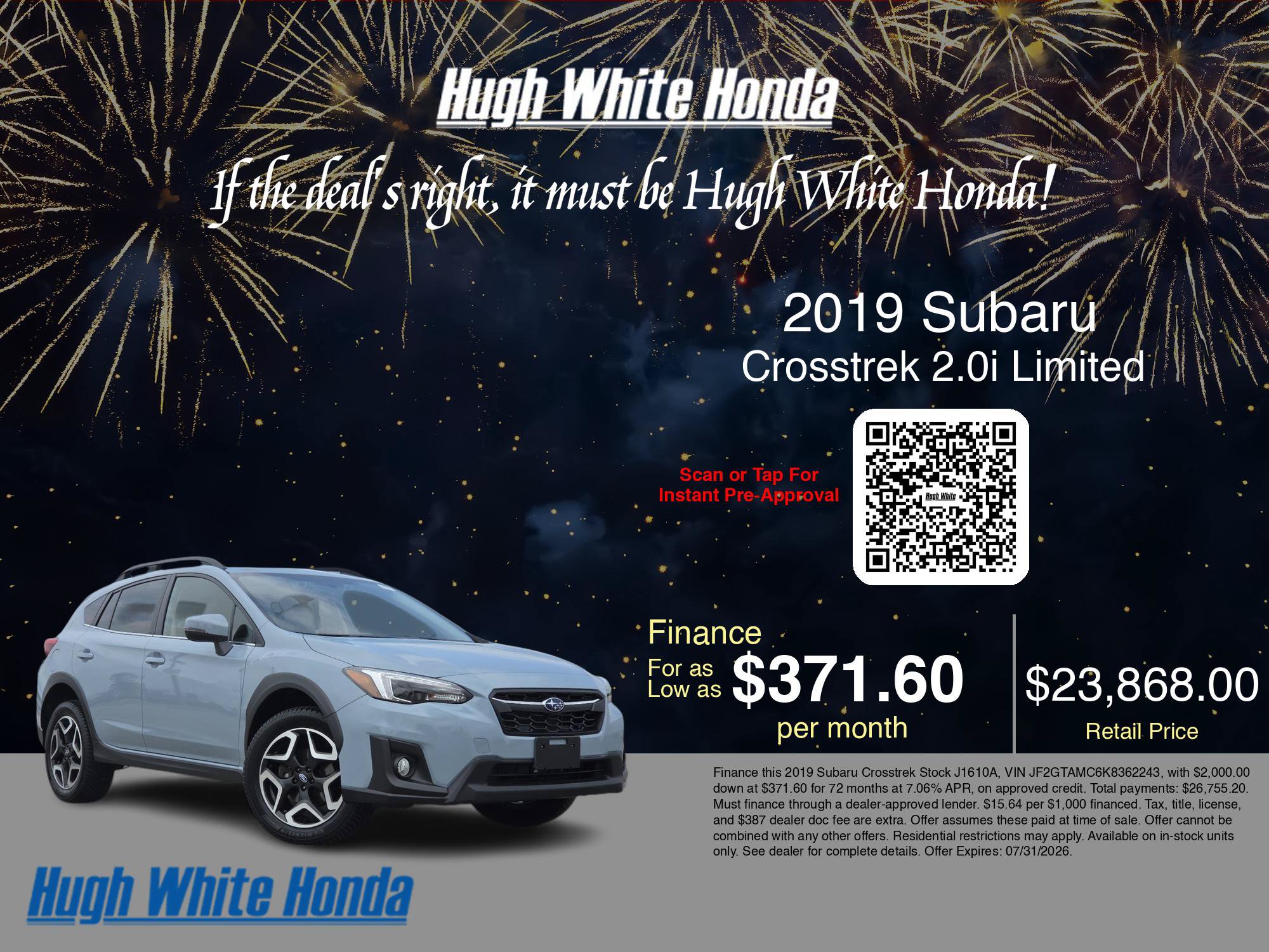 Used 2019 Subaru Crosstrek 2.0i Limited w/ Moonroof Package AWD/4WD image 3
