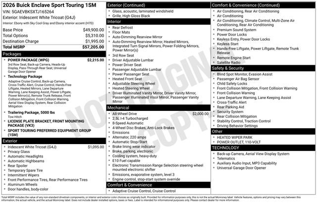 Used 2026 Buick Enclave Sport Touring w/ Power Package AWD/4WD image 4