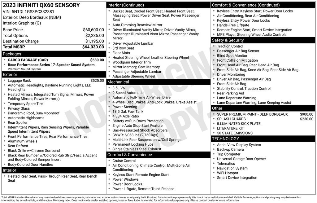 Used 2023 INFINITI QX60 Sensory w/ Cargo Package image 8