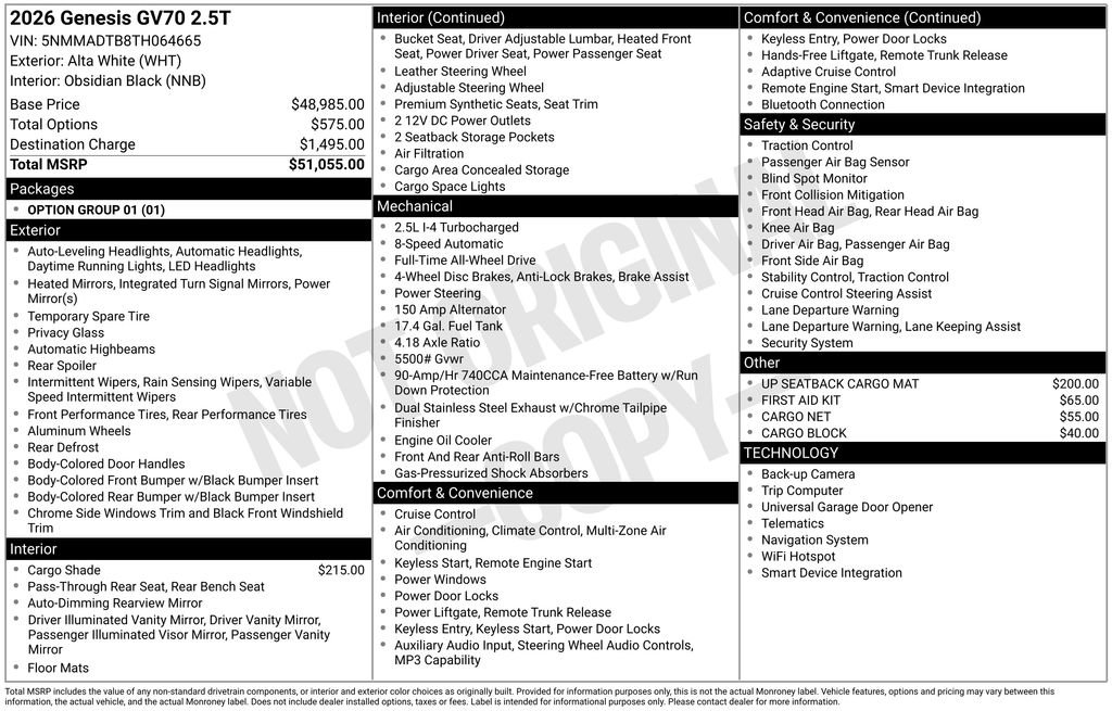 New 2026 Genesis GV70 2.5T AWD/4WD image 4