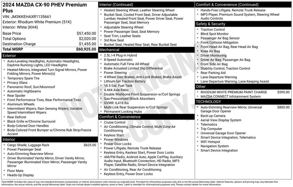 Used 2024 MAZDA CX-90 Plug-In Hybrid w/ Premium Plus image 62