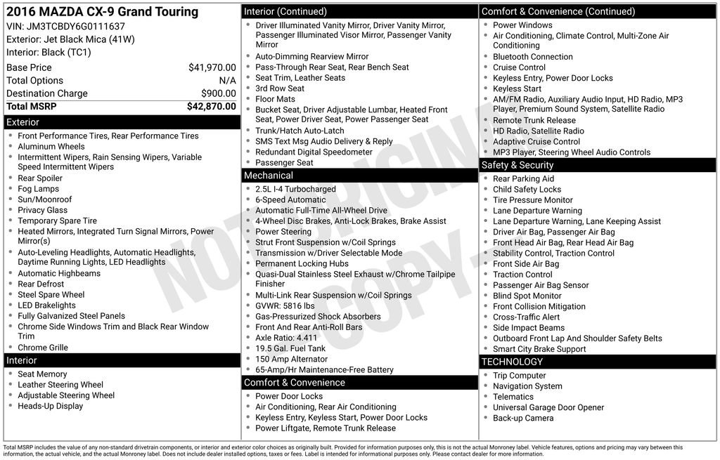 Used 2016 MAZDA CX-9 Grand Touring image 2