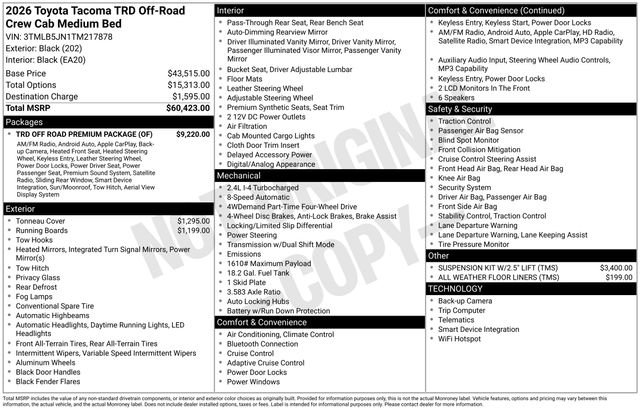 New 2026 Toyota Tacoma TRD Off-Road w/ TRD Off Road Premium Package image 7