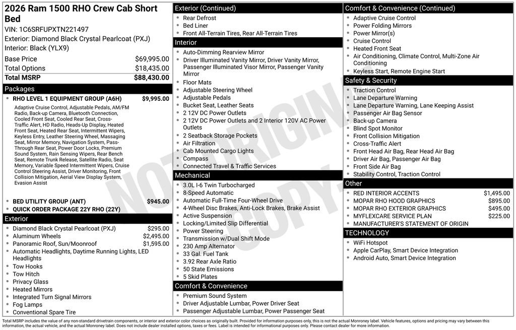 New 2026 RAM 1500 RHO w/ RHO Level 1 Equipment Group image 2