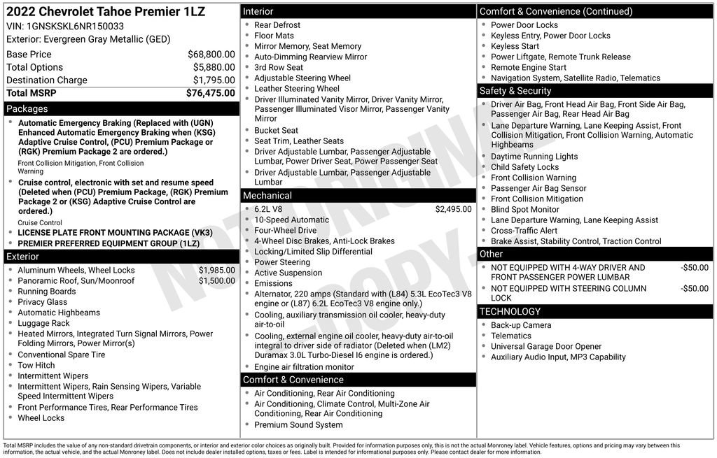 Used 2022 Chevrolet Tahoe Premier AWD/4WD image 5